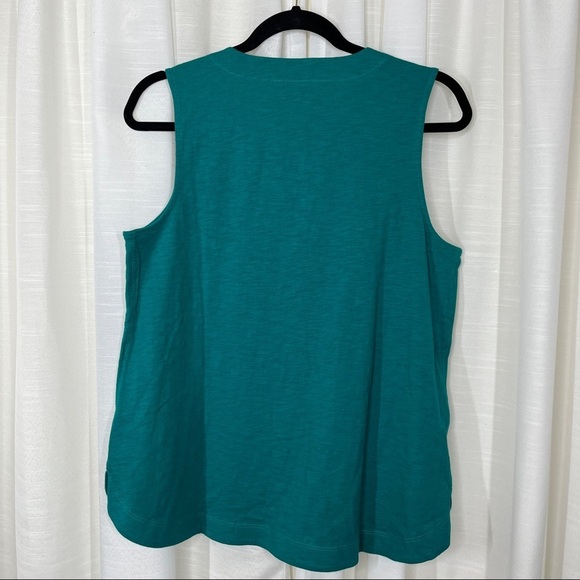 Soft surroundings teal sleeveless button down blouse in petite - Picture 7 of 7